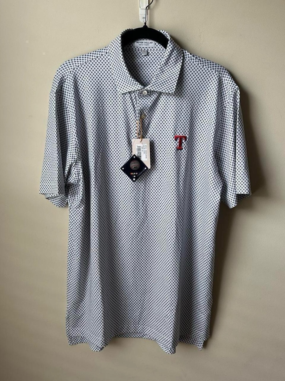 Peter Millar Texas Rangers Summer Comfort Polo Shirt Golf Men’s Medium UPF 50+